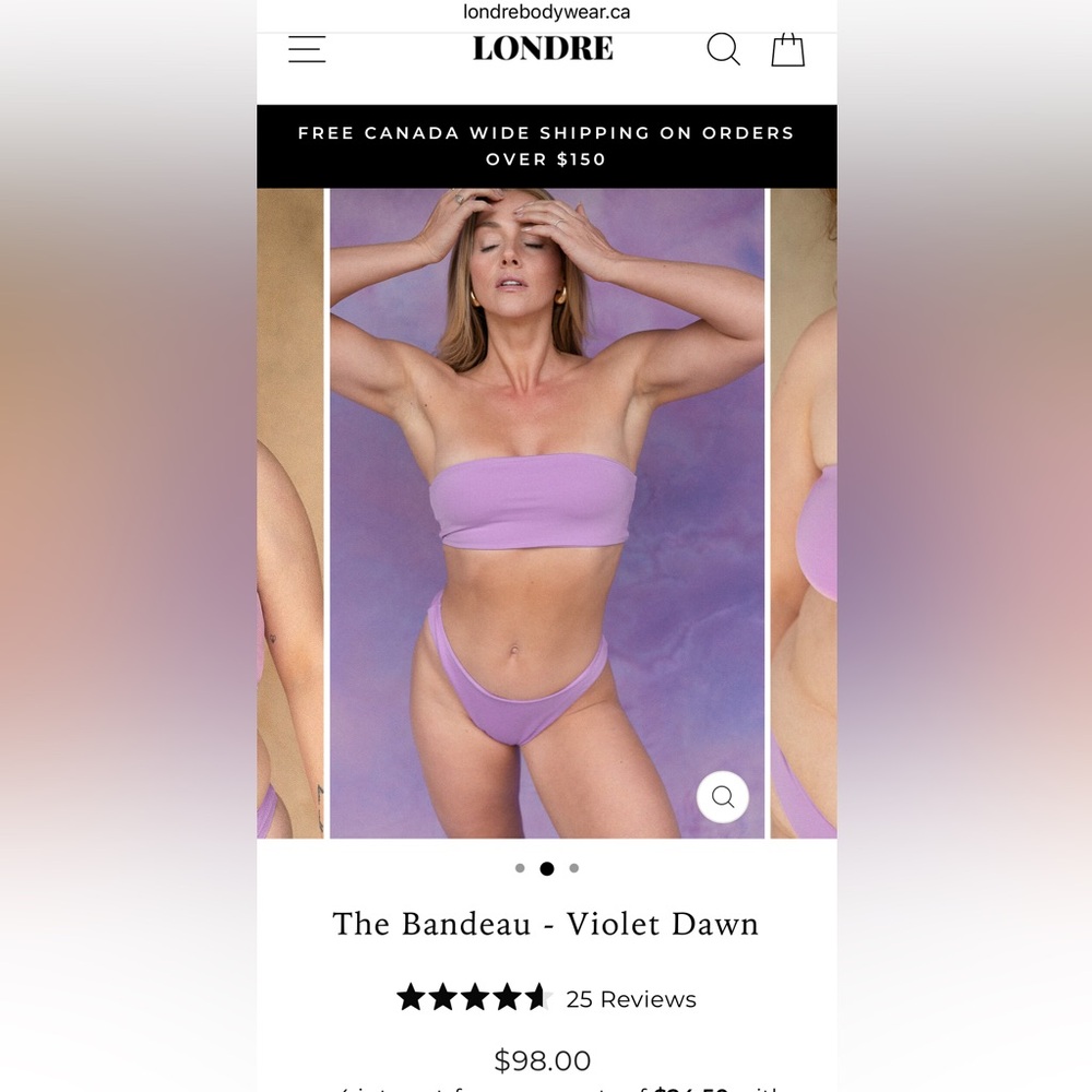 Londre bodywear bikini top, size XS